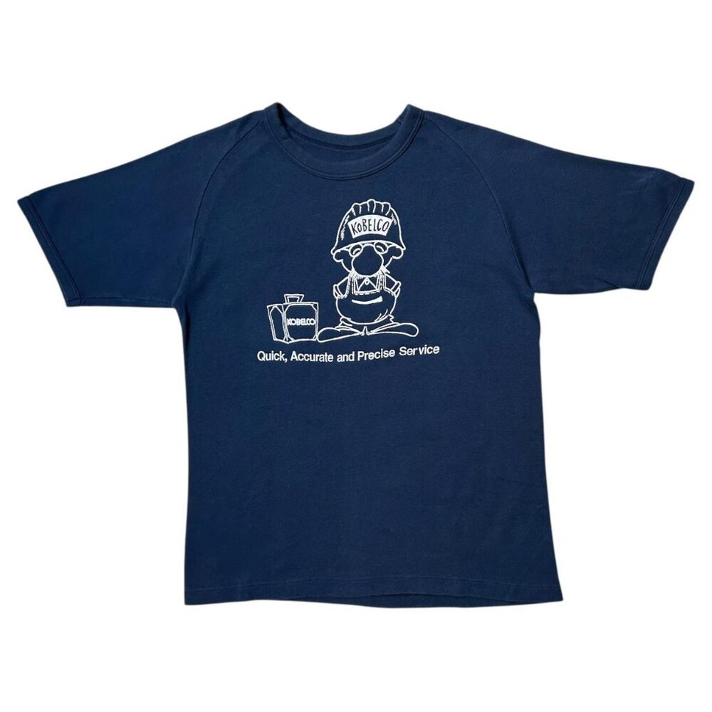 70s Vintage Kobelco Construction T-shirt Single Stitch Japan Cartoon Mascot.
